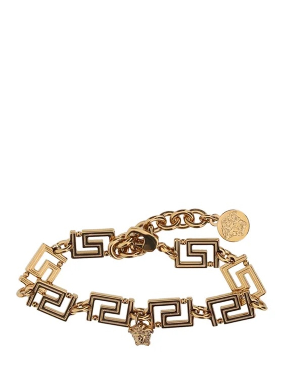 Versace Gold Greek Key Bracelet with Medusa Charm